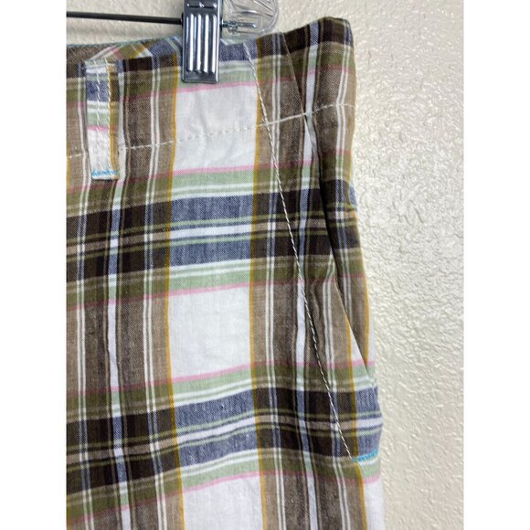 Tommy Bahama Linen Relax Mens Shorts Size 38 Plaid Chino Vacation Brown beach - Picture 11 of 14